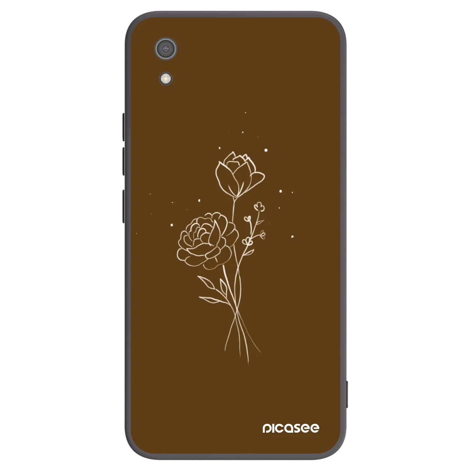 Picasee silikonový černý obal pro Xiaomi Redmi 7A - Brown flowers