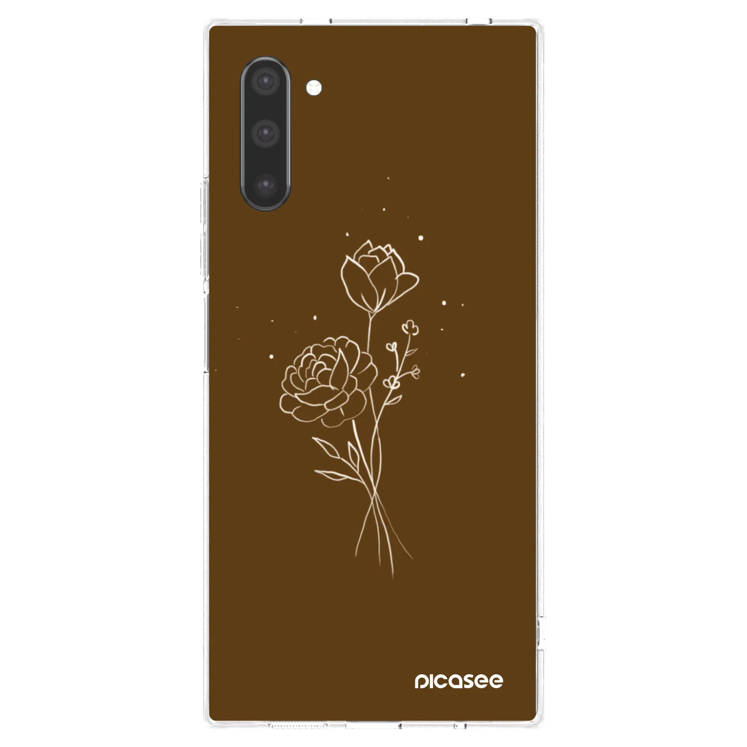 Picasee silikonový průhledný obal pro Samsung Galaxy Note 10 N970F - Brown flowers