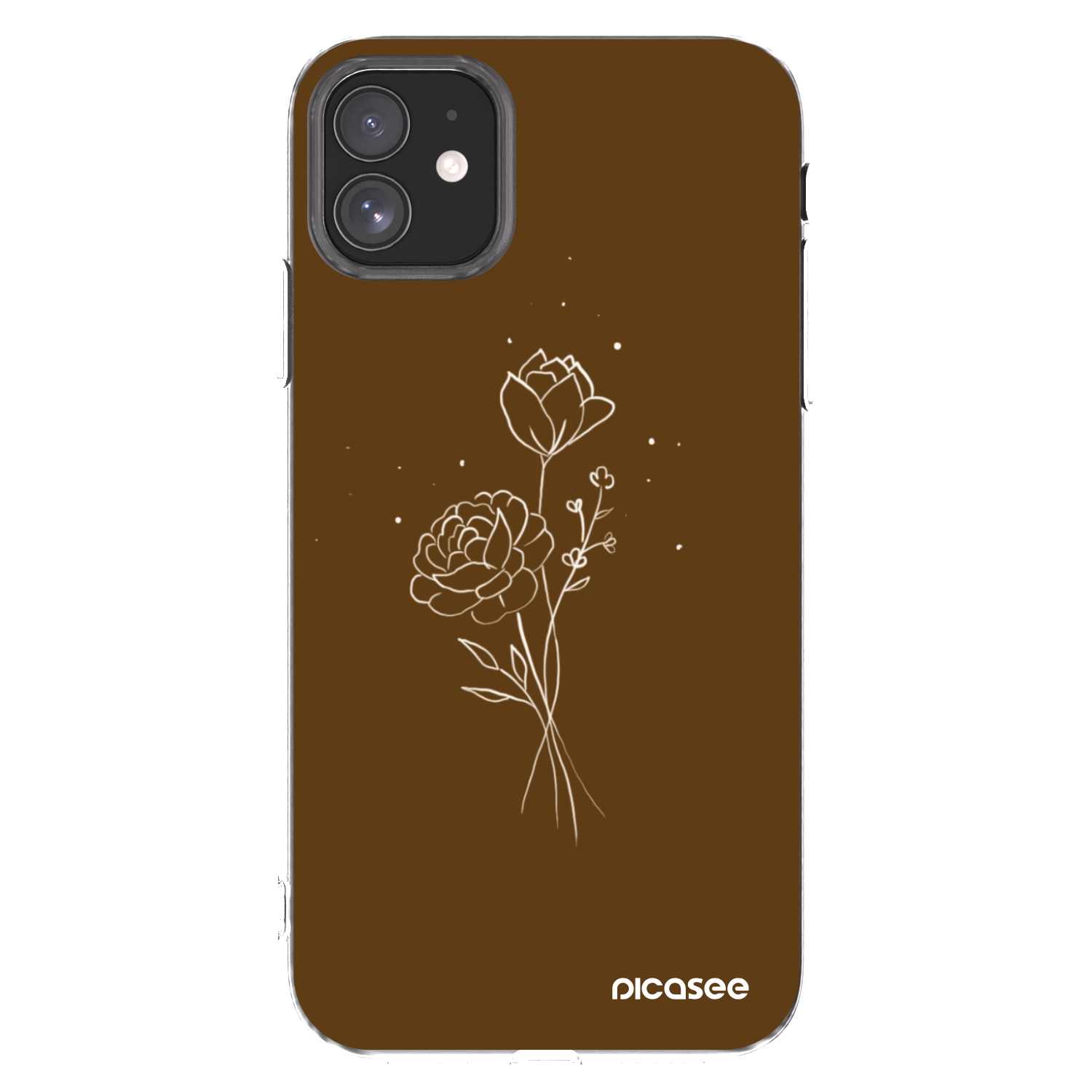 Picasee silikonový průhledný obal pro Apple iPhone 11 - Brown flowers