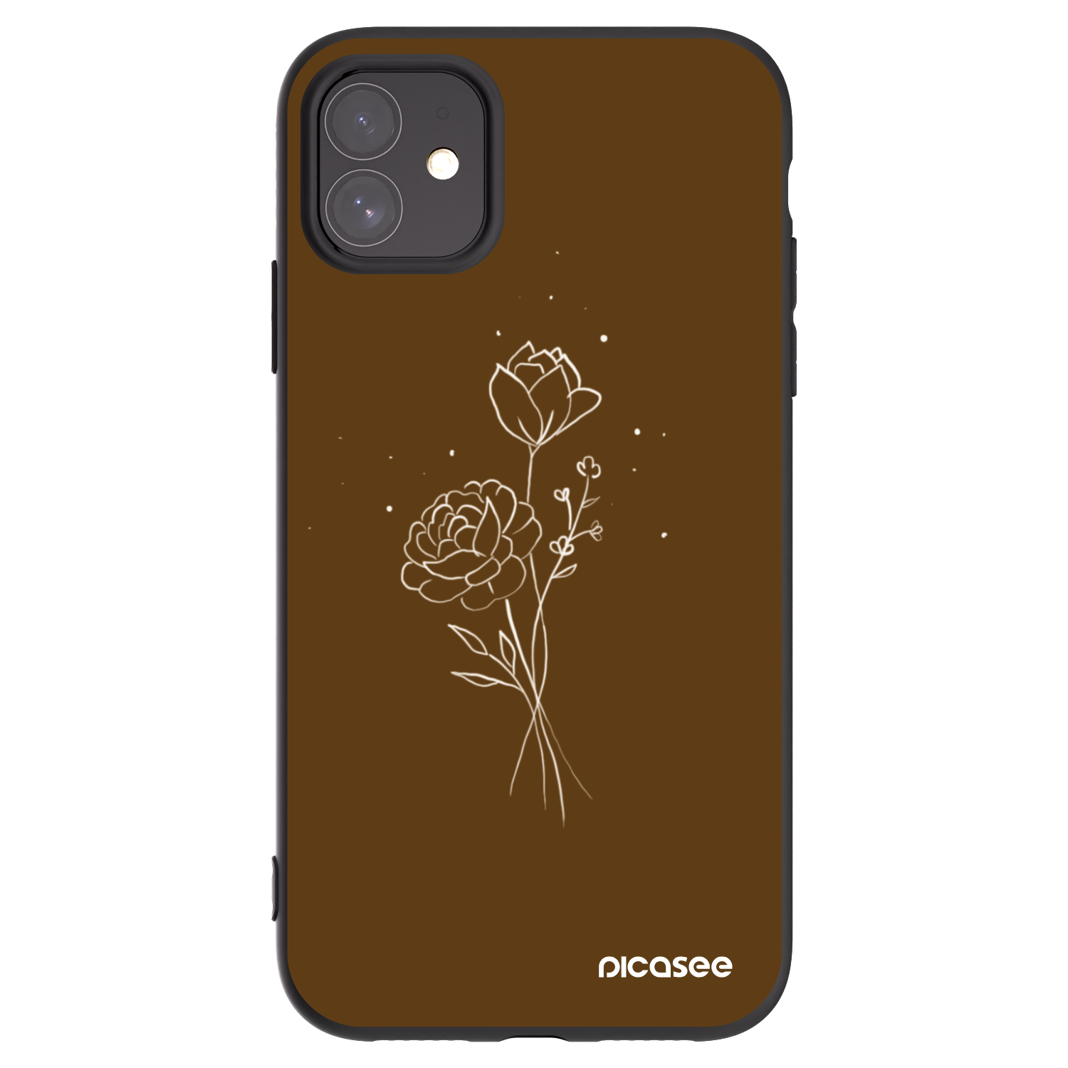 Picasee silikonový černý obal pro Apple iPhone 11 - Brown flowers