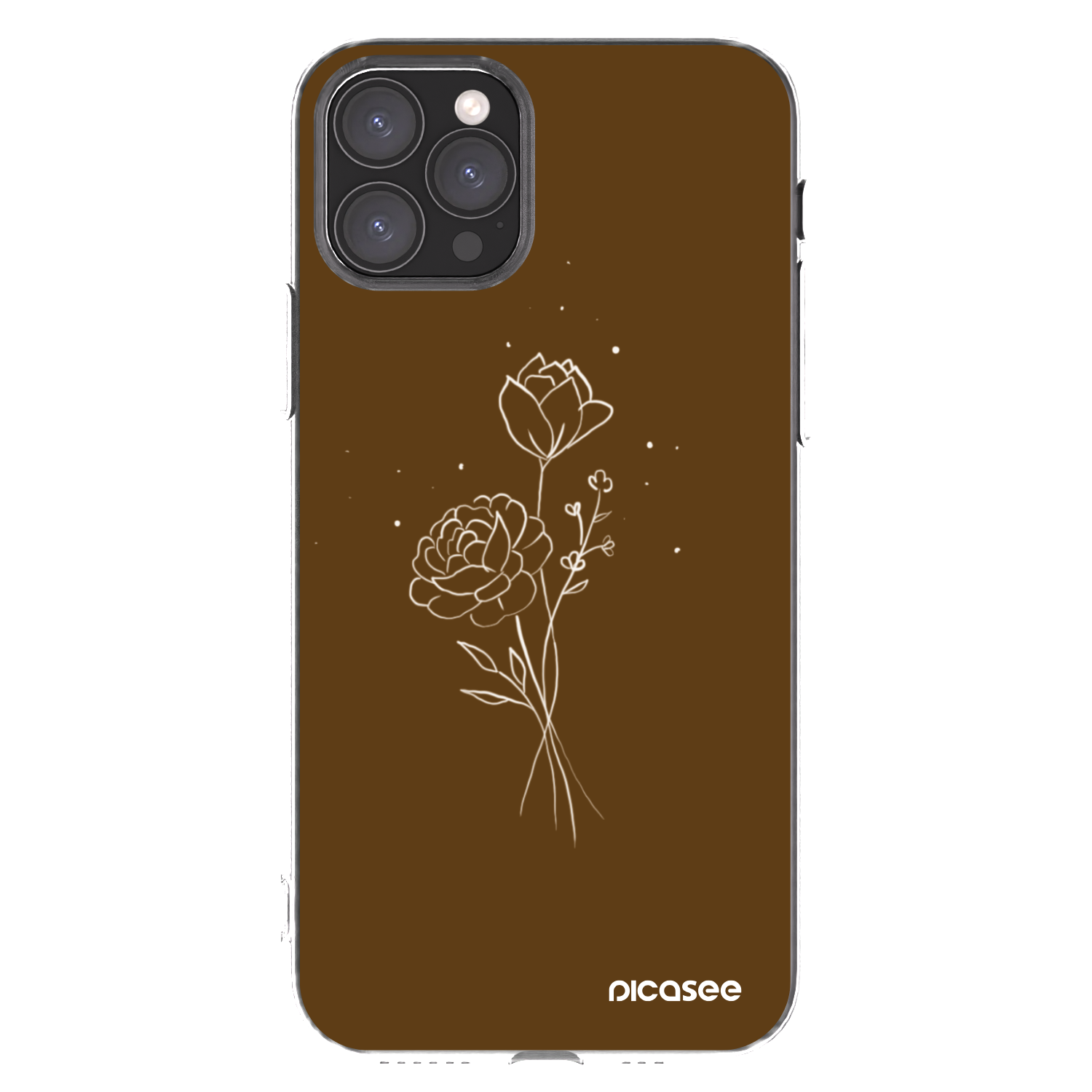 Picasee silikonový průhledný obal pro Apple iPhone 11 Pro - Brown flowers