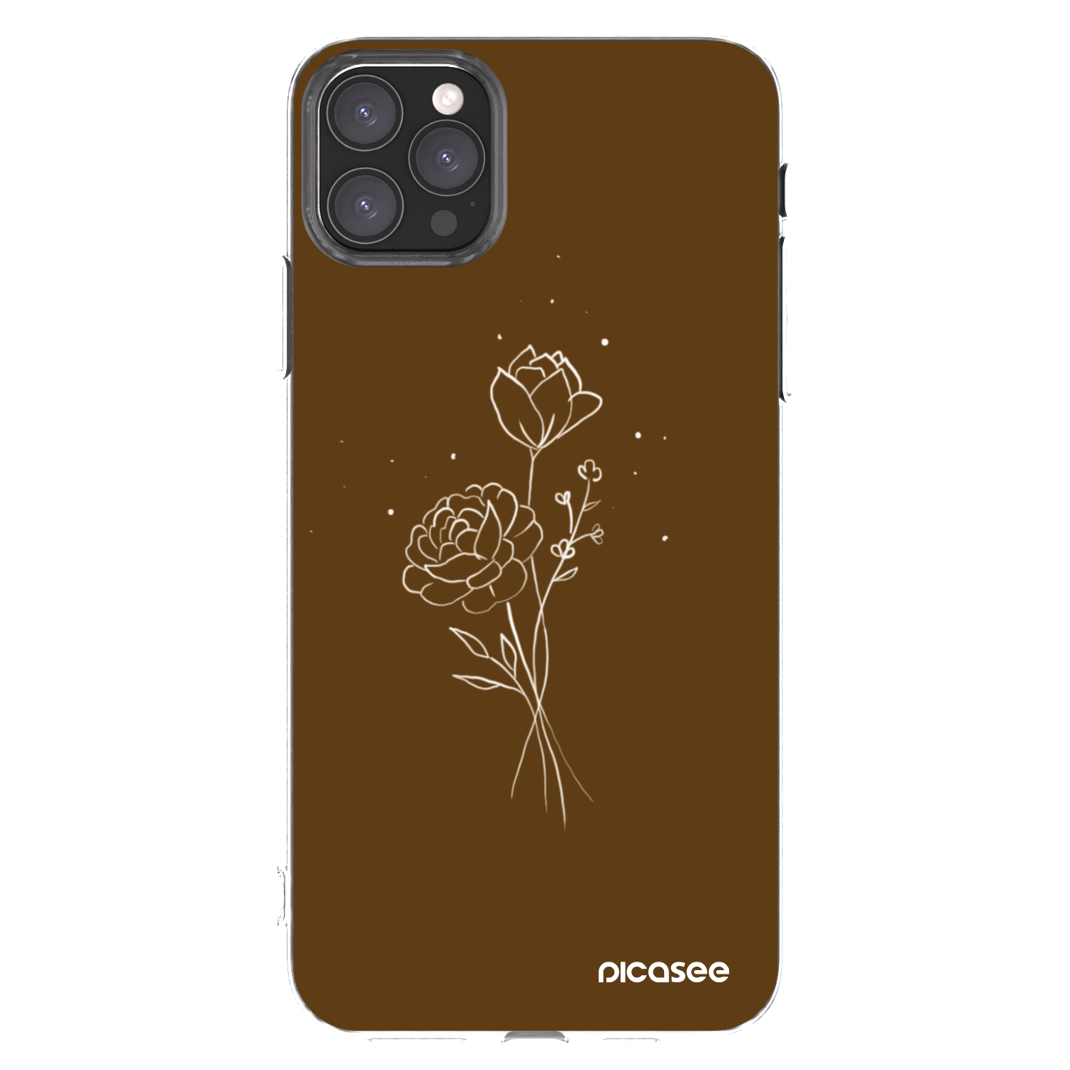 Picasee silikonový průhledný obal pro Apple iPhone 11 Pro Max - Brown flowers