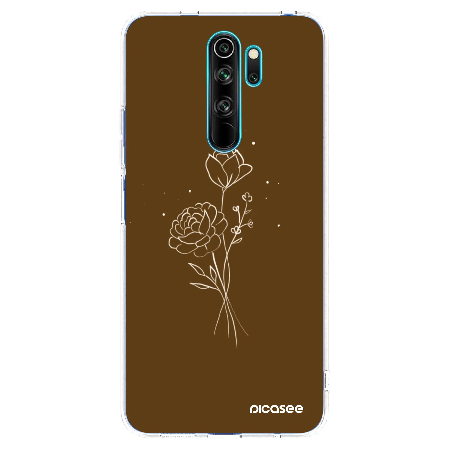 Picasee silikonový průhledný obal pro Xiaomi Redmi Note 8 Pro - Brown flowers