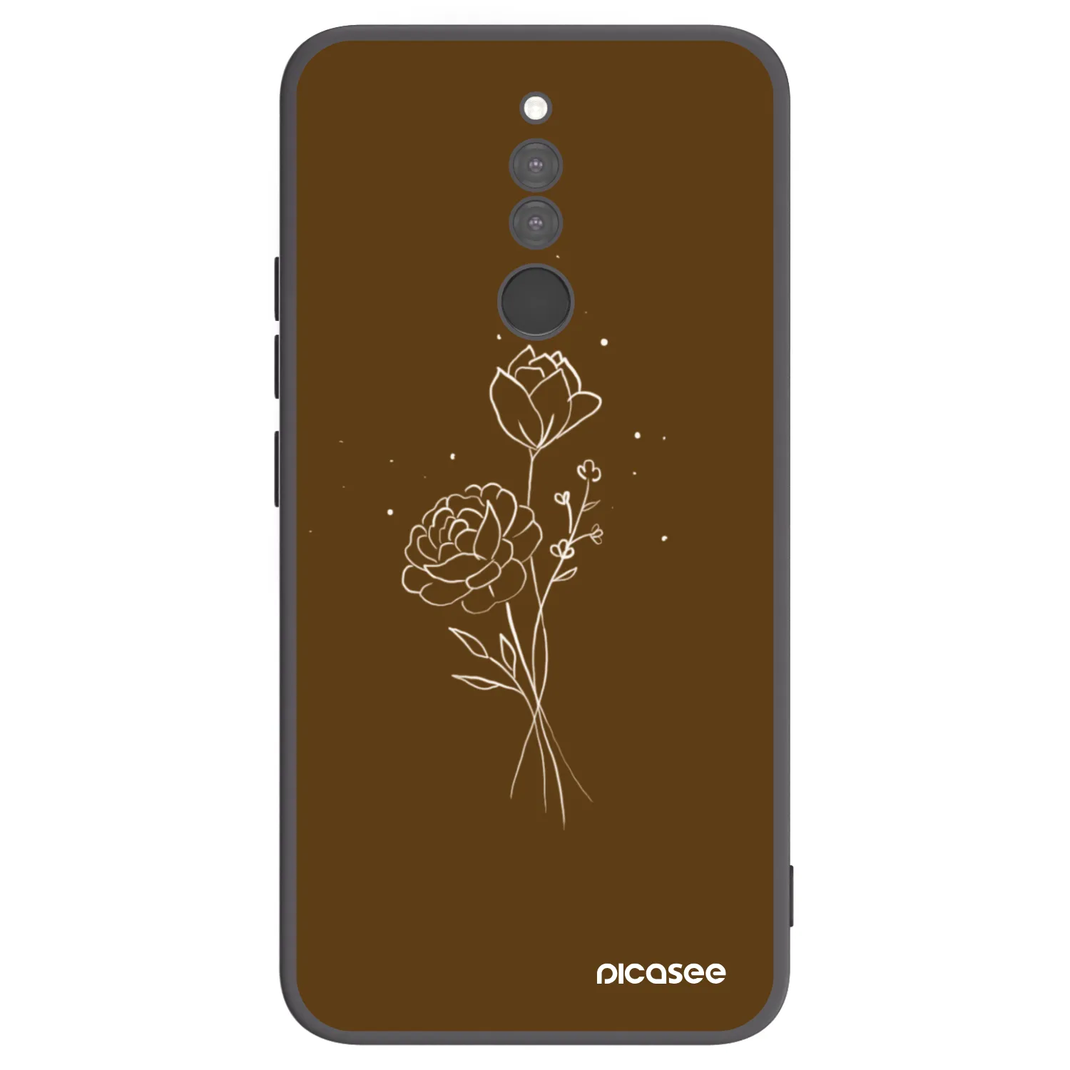 Picasee silikonový černý obal pro Xiaomi Redmi 8 - Brown flowers