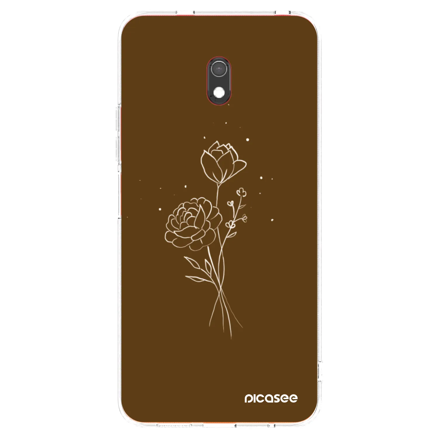 Picasee silikonový průhledný obal pro Xiaomi Redmi 8A - Brown flowers