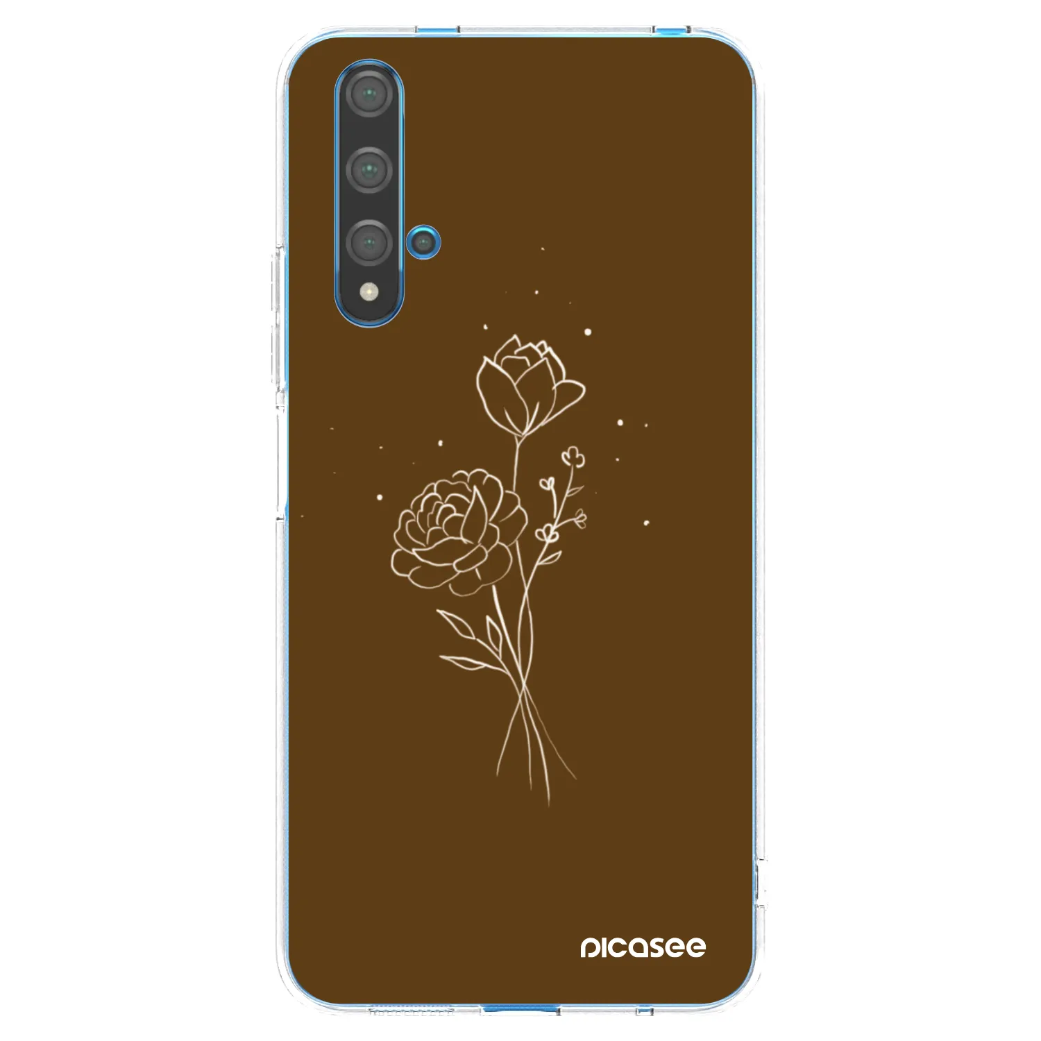 Picasee silikonový průhledný obal pro Huawei Nova 5T - Brown flowers