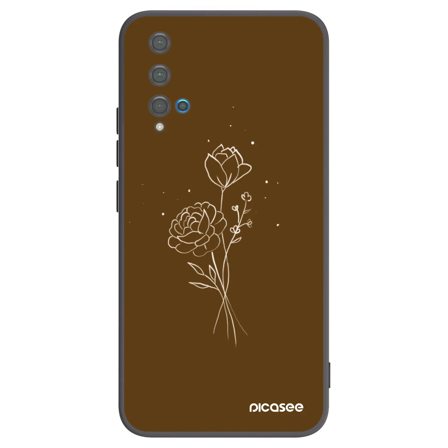 Picasee silikonový černý obal pro Huawei Nova 5T - Brown flowers