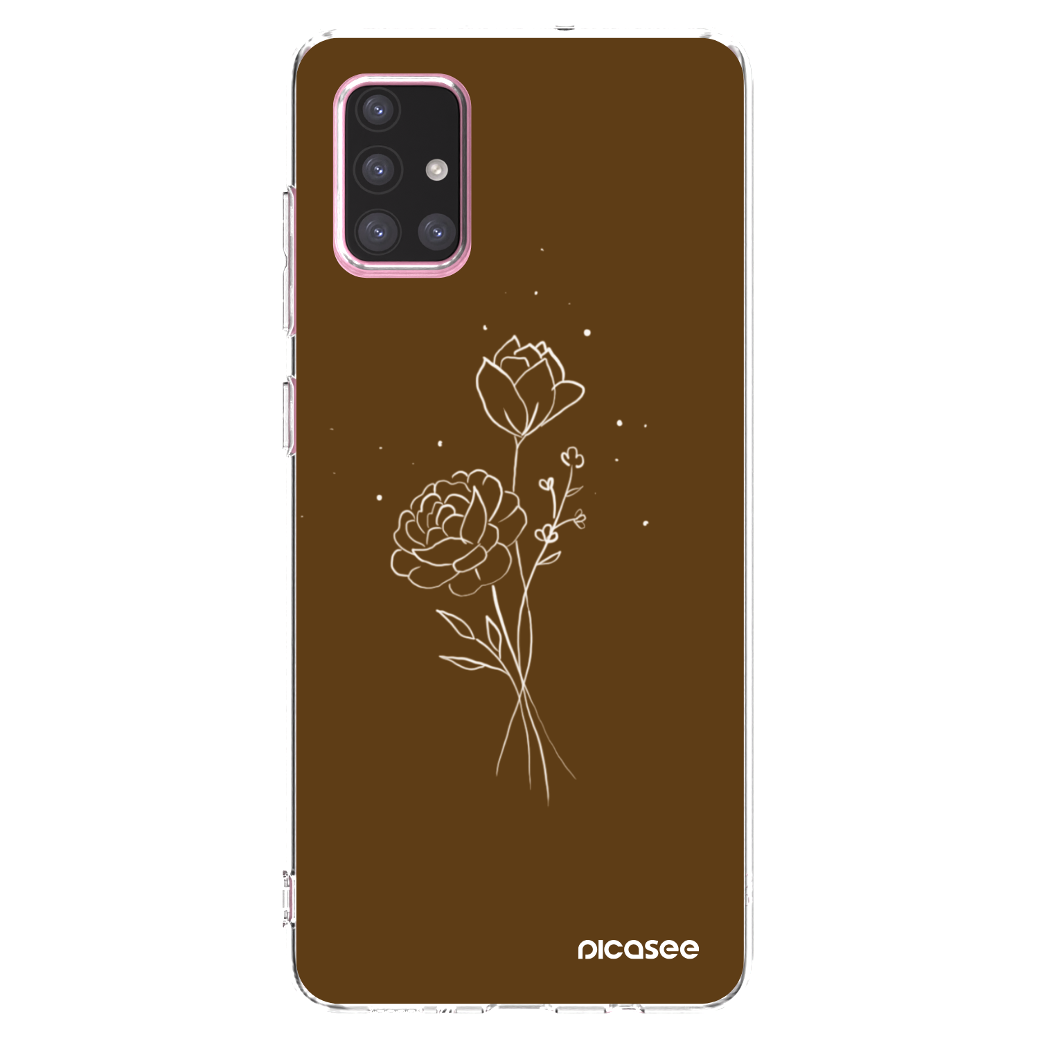 Picasee silikonový průhledný obal pro Samsung Galaxy A71 A715F - Brown flowers