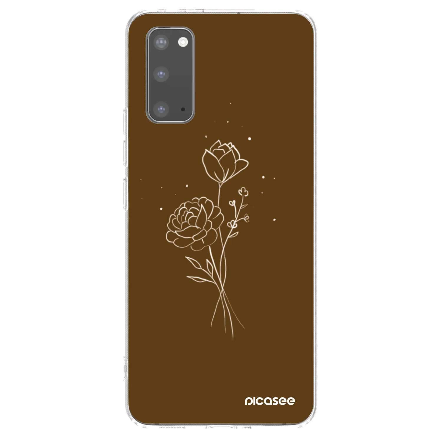 Picasee silikonový průhledný obal pro Samsung Galaxy S20 G980F - Brown flowers