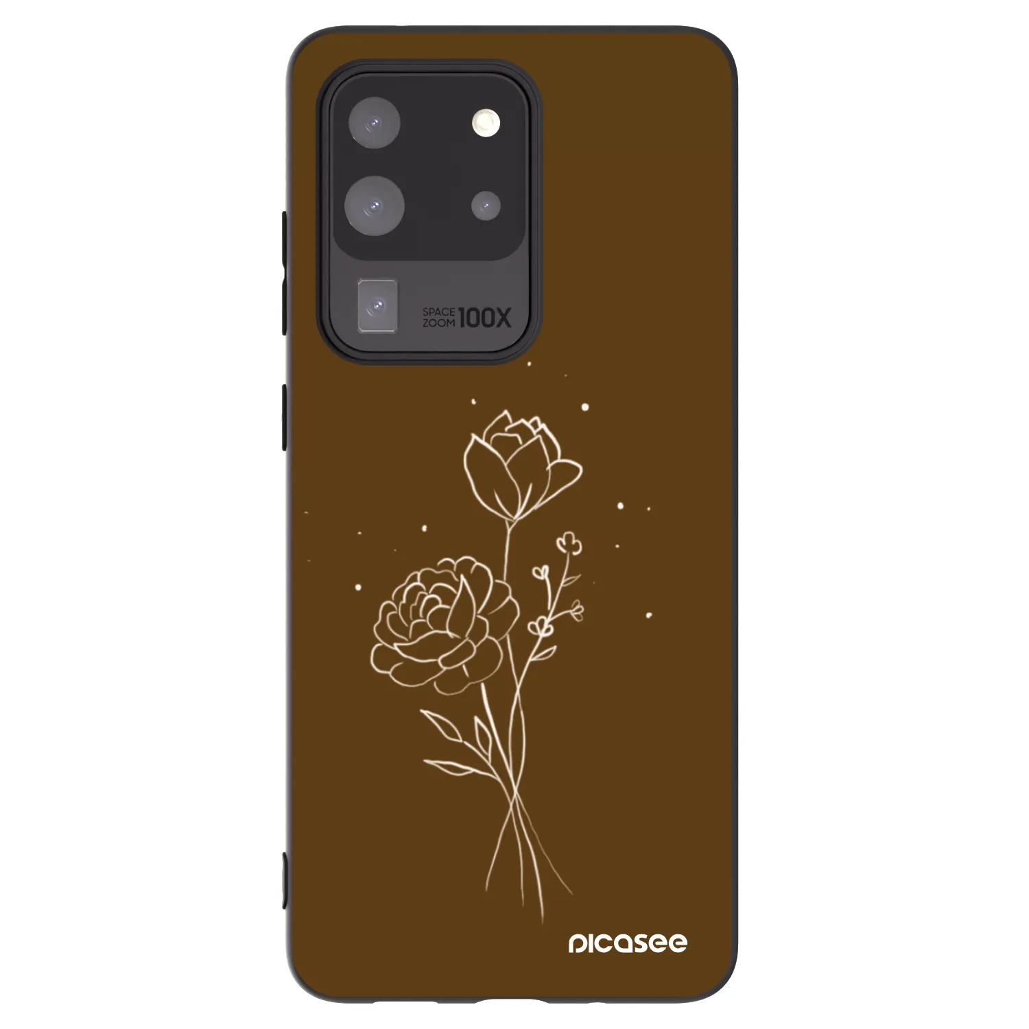 Picasee silikonový černý obal pro Samsung Galaxy S20 Ultra 5G G988F - Brown flowers