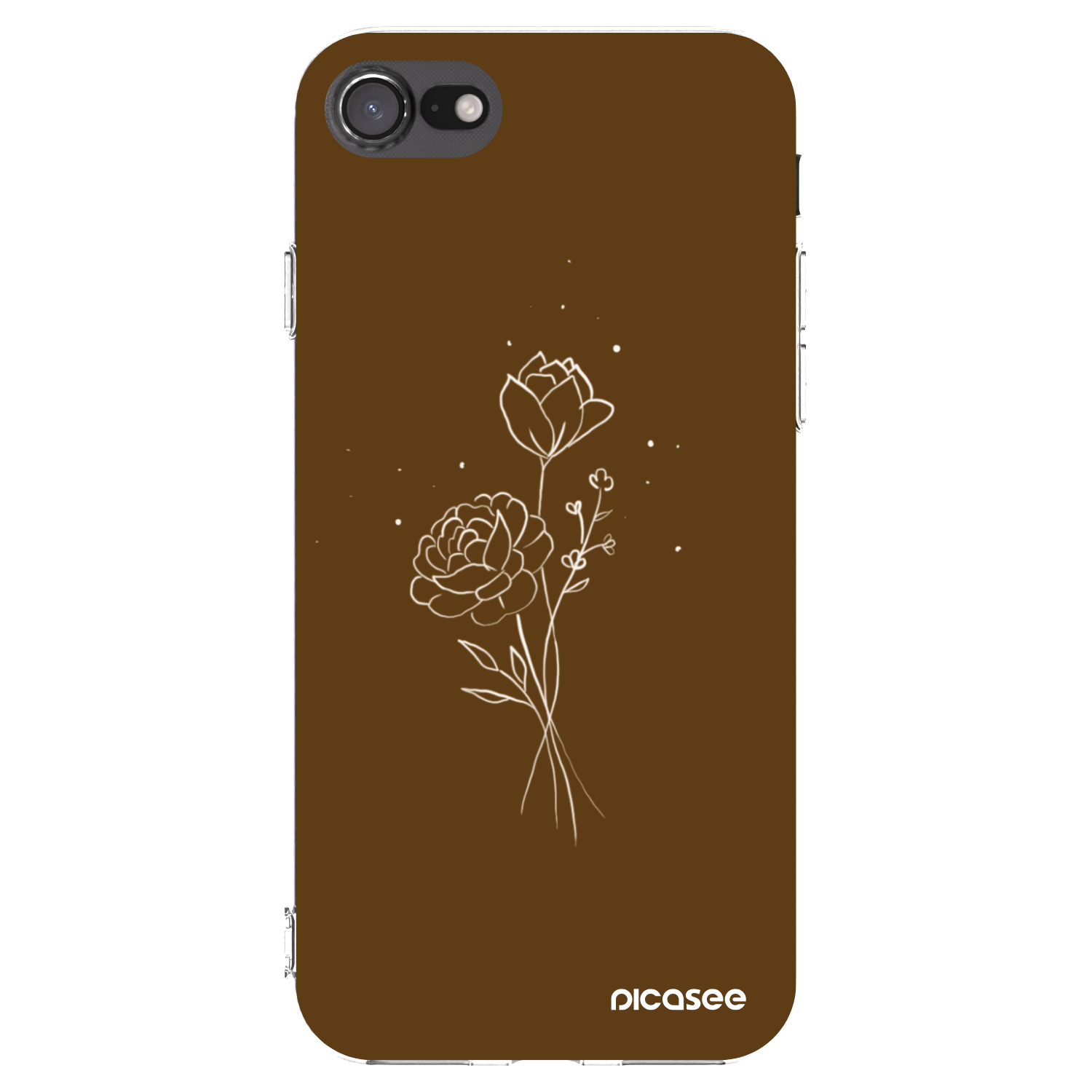 Picasee silikonový průhledný obal pro Apple iPhone SE 2020 - Brown flowers