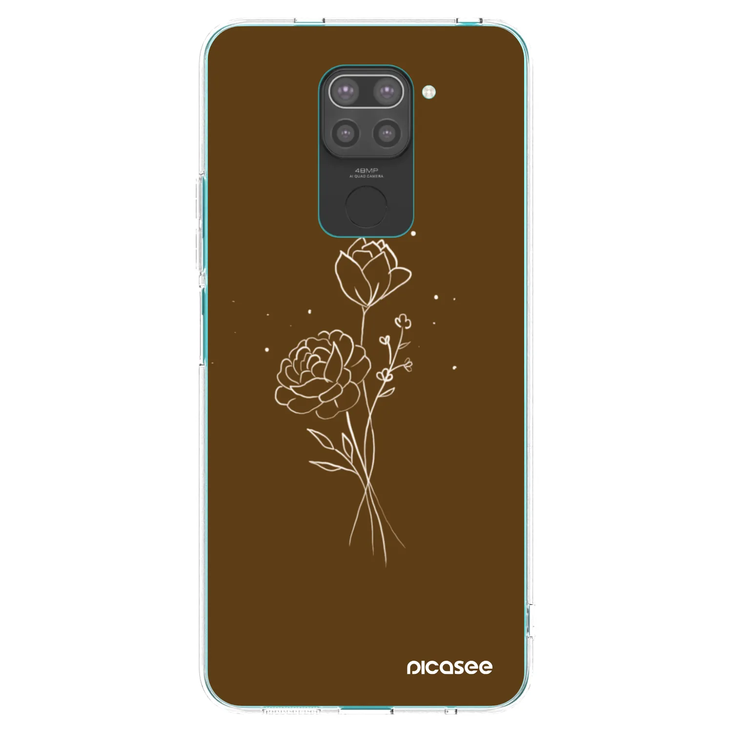 Picasee silikonový černý obal pro Xiaomi Redmi Note 9 - Brown flowers