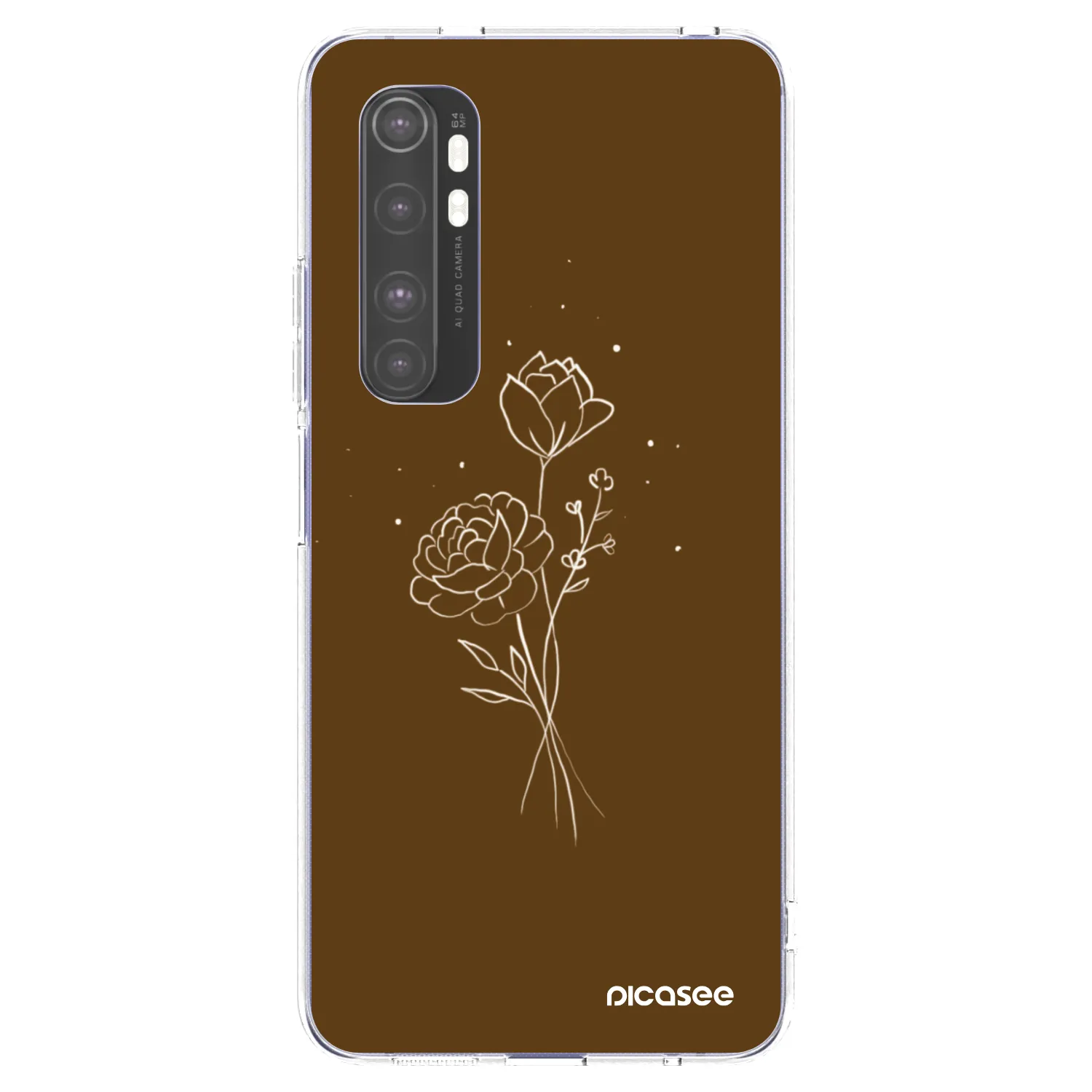 Picasee silikonový průhledný obal pro Xiaomi Mi Note 10 Lite - Brown flowers