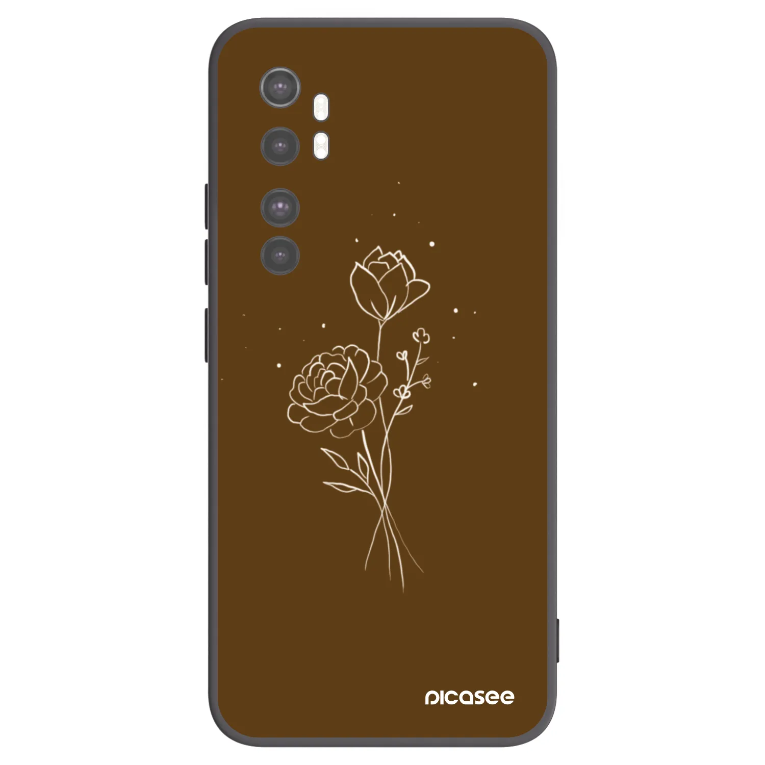 Picasee silikonový černý obal pro Xiaomi Mi Note 10 Lite - Brown flowers
