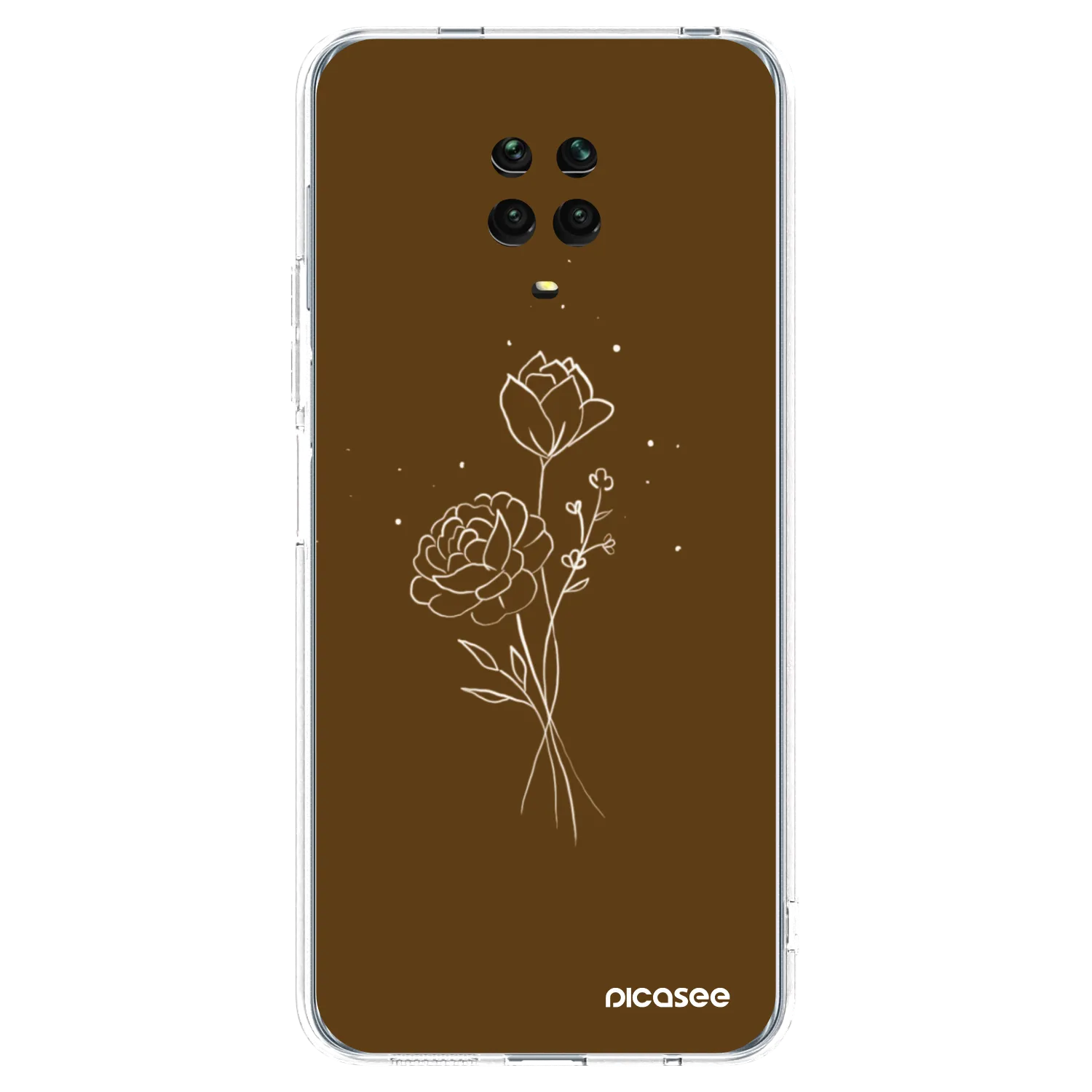 Picasee silikonový průhledný obal pro Xiaomi Redmi Note 9S - Brown flowers