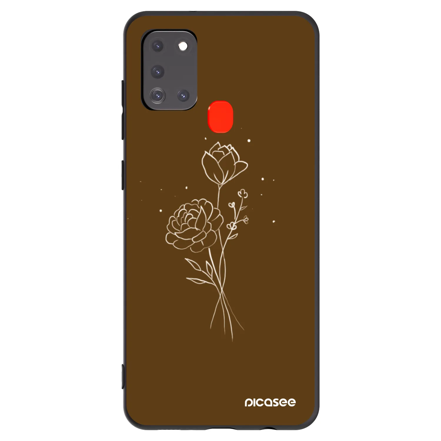 Picasee silikonový černý obal pro Samsung Galaxy A21s - Brown flowers