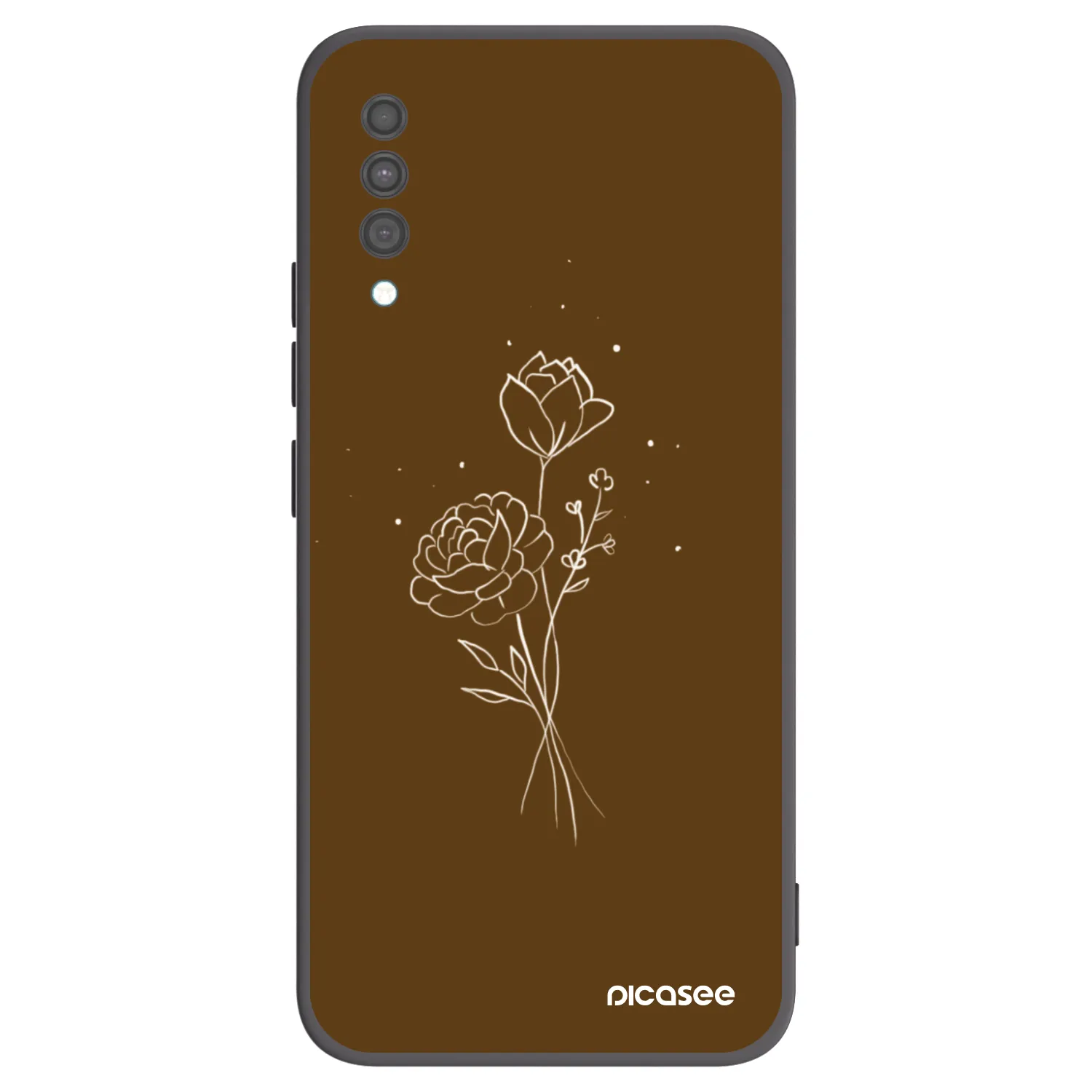 Picasee silikonový černý obal pro Samsung Galaxy A30s A307F - Brown flowers