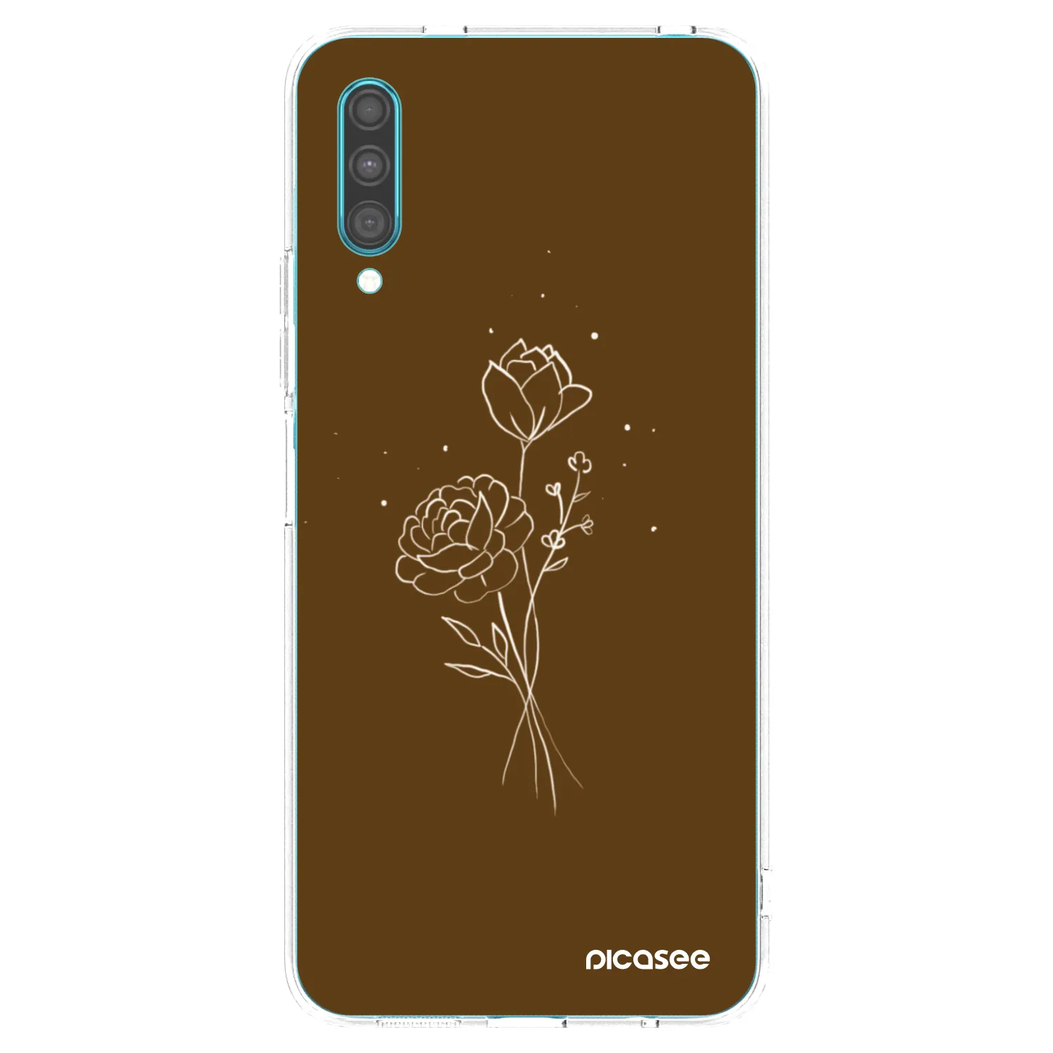 Picasee silikonový průhledný obal pro Samsung Galaxy A30s A307F - Brown flowers