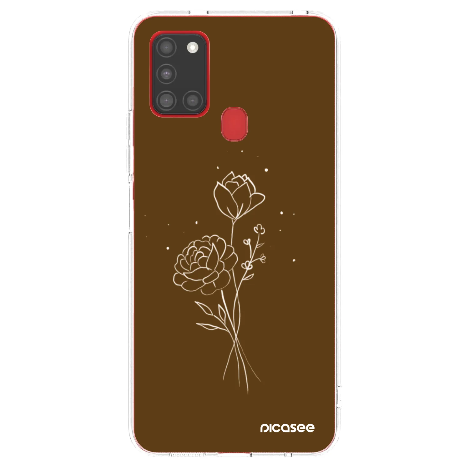 Picasee silikonový průhledný obal pro Samsung Galaxy A21s - Brown flowers