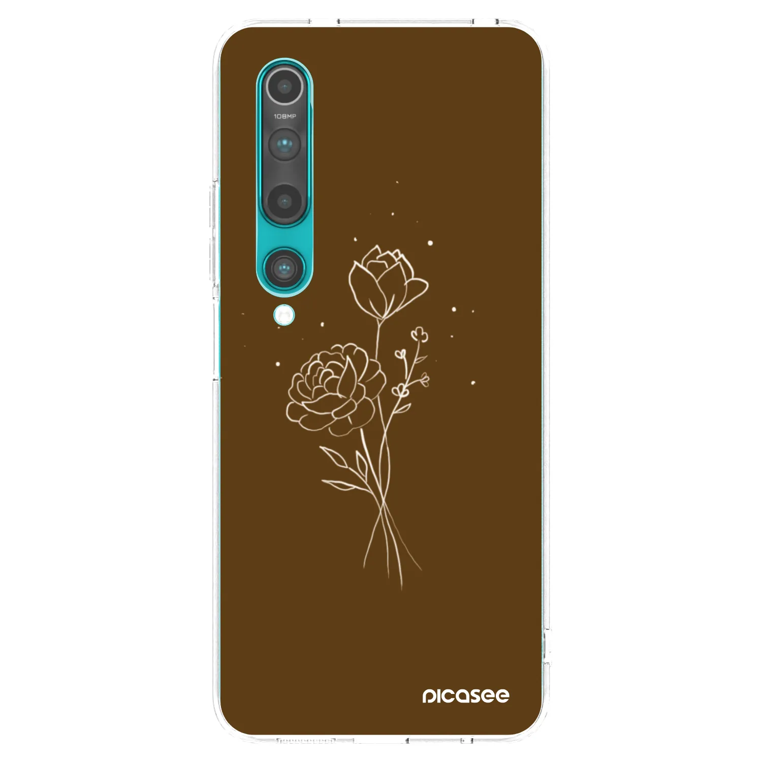 Picasee silikonový průhledný obal pro Xiaomi Mi 10 - Brown flowers