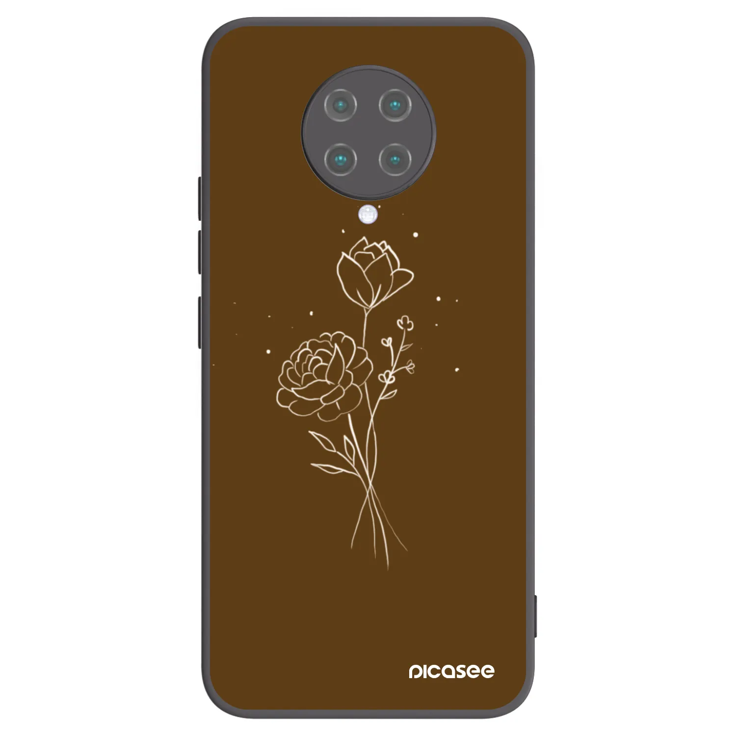Picasee silikonový černý obal pro Xiaomi Poco F2 Pro - Brown flowers
