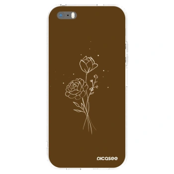 Picasee silikonový průhledný obal pro Apple iPhone 5/5S/SE - Brown flowers