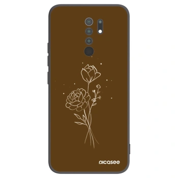 Picasee silikonový černý obal pro Xiaomi Redmi 9 - Brown flowers