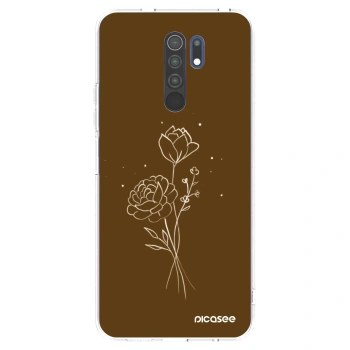 Picasee silikonový průhledný obal pro Xiaomi Redmi 9 - Brown flowers