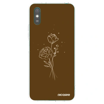 Picasee silikonový průhledný obal pro Xiaomi Redmi 9A - Brown flowers
