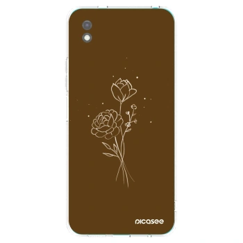Picasee silikonový černý obal pro Xiaomi Redmi 9A - Brown flowers