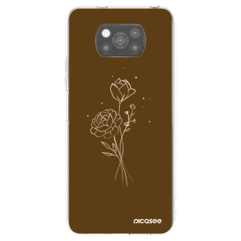 Picasee silikonový černý obal pro Xiaomi Poco X3 - Brown flowers