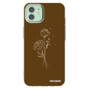 Picasee silikonový průhledný obal pro Apple iPhone 12 - Brown flowers