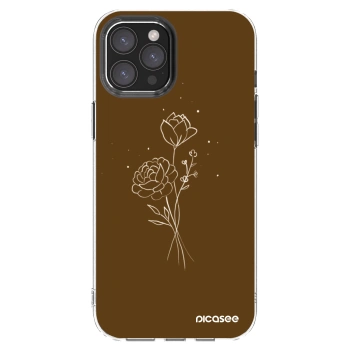 Picasee silikonový průhledný obal pro Apple iPhone 12 Pro Max - Brown flowers