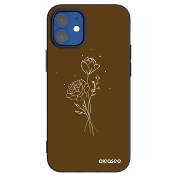 Picasee silikonový černý obal pro Apple iPhone 12 mini - Brown flowers