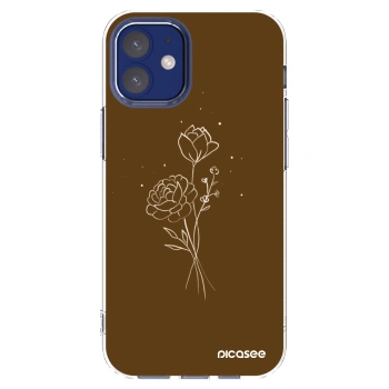 Picasee silikonový průhledný obal pro Apple iPhone 12 mini - Brown flowers