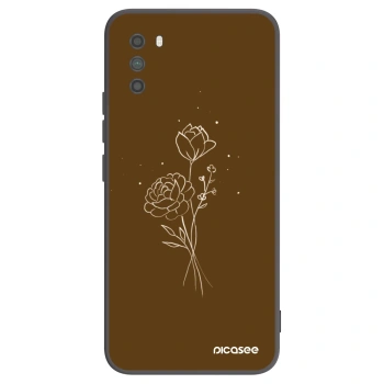 Picasee silikonový černý obal pro Xiaomi Poco M3 - Brown flowers