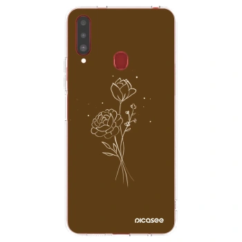 Picasee silikonový průhledný obal pro Samsung Galaxy A20s - Brown flowers