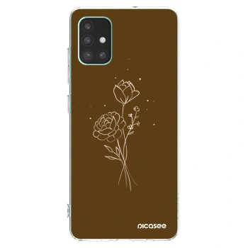 Picasee silikonový průhledný obal pro Samsung Galaxy M51 M515F - Brown flowers