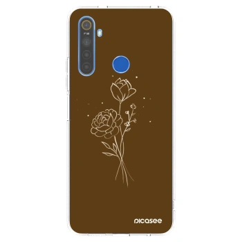 Picasee silikonový průhledný obal pro Realme 5 - Brown flowers