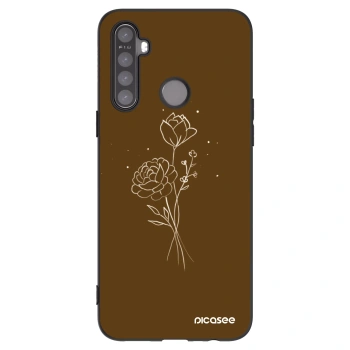 Picasee silikonový černý obal pro Realme 5 - Brown flowers