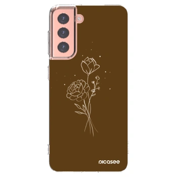 Picasee silikonový průhledný obal pro Samsung Galaxy S21 5G G991B - Brown flowers