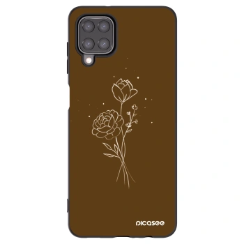 Picasee silikonový černý obal pro Samsung Galaxy A12 A125F - Brown flowers