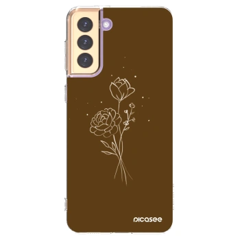 Picasee silikonový průhledný obal pro Samsung Galaxy S21+ 5G G996F - Brown flowers