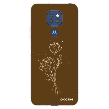 Picasee silikonový průhledný obal pro Motorola Moto G9 Play - Brown flowers