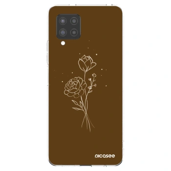 Picasee silikonový průhledný obal pro Samsung Galaxy A42 A426B - Brown flowers