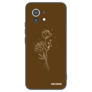 Picasee silikonový černý obal pro Xiaomi Mi 11 - Brown flowers