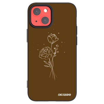 Picasee silikonový černý obal pro Apple iPhone 13 mini - Brown flowers