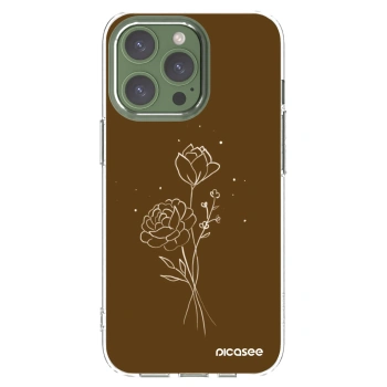 Picasee silikonový průhledný obal pro Apple iPhone 13 Pro - Brown flowers