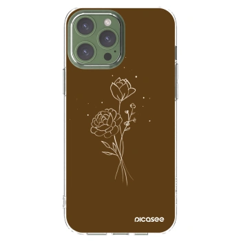 Picasee silikonový průhledný obal pro Apple iPhone 13 Pro Max - Brown flowers