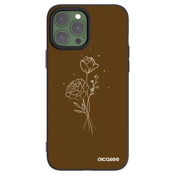 Picasee silikonový černý obal pro Apple iPhone 13 Pro Max - Brown flowers